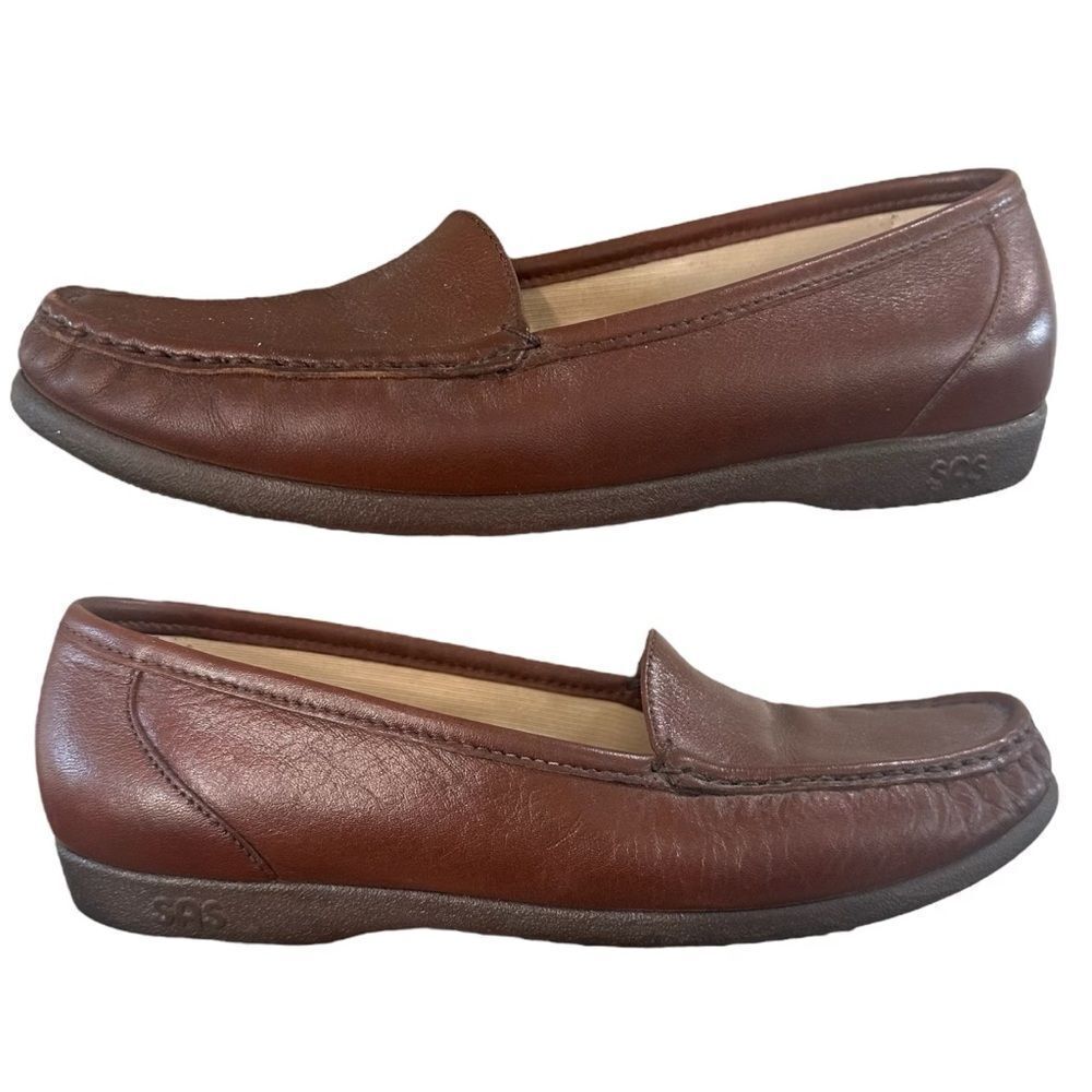 SAS‎ Women’s Simplify Leather Moccasin Loafers Shoes Antique Wine Brown Size 9